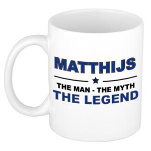 Bellatio Naam cadeau Matthijs - The man, The myth the legend koffie mok / beker 300 ml - naam/namen mokken - Cadeau voor o.a verjaardag/ vaderdag/ pensioen/ geslaagd/ bedankt