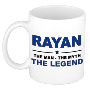 Bellatio Naam cadeau Rayan - The man, The myth the legend koffie mok / beker 300 ml - naam/namen mokken - Cadeau voor o.a verjaardag/ vaderdag/ pensioen/ geslaagd/ bedankt