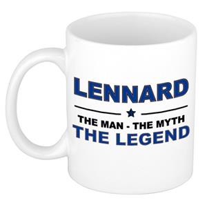 Bellatio Naam cadeau Lennard - The man, The myth the legend koffie mok / beker 300 ml - naam/namen mokken - Cadeau voor o.a verjaardag/ vaderdag/ pensioen/ geslaagd/ bedankt