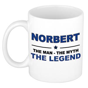 Bellatio Naam cadeau Norbert - The man, The myth the legend koffie mok / beker 300 ml - naam/namen mokken - Cadeau voor o.a verjaardag/ vaderdag/ pensioen/ geslaagd/ bedankt