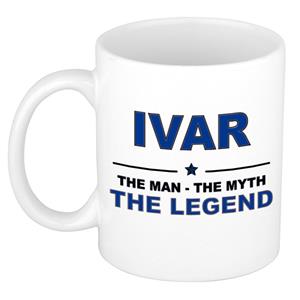 Bellatio Naam cadeau Ivar - The man, The myth the legend koffie mok / beker 300 ml - naam/namen mokken - Cadeau voor o.a verjaardag/ vaderdag/ pensioen/ geslaagd/ bedankt