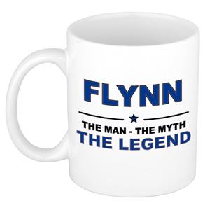 Bellatio Naam cadeau Flynn - The man, The myth the legend koffie mok / beker 300 ml - naam/namen mokken - Cadeau voor o.a verjaardag/ vaderdag/ pensioen/ geslaagd/ bedankt