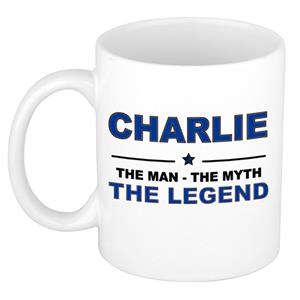 Bellatio Naam cadeau Charlie - The man, The myth the legend koffie mok / beker 300 ml - naam/namen mokken - Cadeau voor o.a verjaardag/ vaderdag/ pensioen/ geslaagd/ bedankt