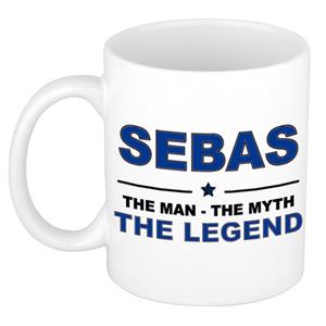 Bellatio Naam cadeau Sebas - The man, The myth the legend koffie mok / beker 300 ml - naam/namen mokken - Cadeau voor o.a verjaardag/ vaderdag/ pensioen/ geslaagd/ bedankt