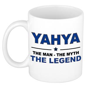 Bellatio Naam cadeau Yahya - The man, The myth the legend koffie mok / beker 300 ml - naam/namen mokken - Cadeau voor o.a verjaardag/ vaderdag/ pensioen/ geslaagd/ bedankt