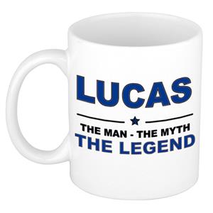 Bellatio Naam cadeau Lucas - The man, The myth the legend koffie mok / beker 300 ml - naam/namen mokken - Cadeau voor o.a verjaardag/ vaderdag/ pensioen/ geslaagd/ bedankt