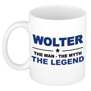 Bellatio Naam cadeau Wolter - The man, The myth the legend koffie mok / beker 300 ml - naam/namen mokken - Cadeau voor o.a verjaardag/ vaderdag/ pensioen/ geslaagd/ bedankt