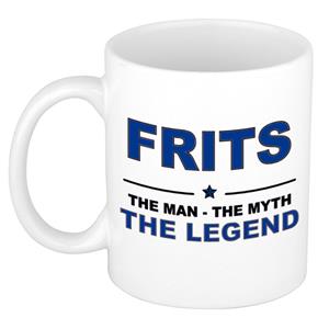 Bellatio Naam cadeau Frits - The man, The myth the legend koffie mok / beker 300 ml - naam/namen mokken - Cadeau voor o.a verjaardag/ vaderdag/ pensioen/ geslaagd/ bedankt