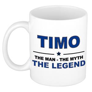 Bellatio Naam cadeau Timo - The man, The myth the legend koffie mok / beker 300 ml - naam/namen mokken - Cadeau voor o.a verjaardag/ vaderdag/ pensioen/ geslaagd/ bedankt