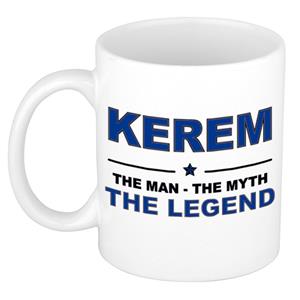 Bellatio Naam cadeau Kerem - The man, The myth the legend koffie mok / beker 300 ml - naam/namen mokken - Cadeau voor o.a verjaardag/ vaderdag/ pensioen/ geslaagd/ bedankt