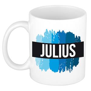 Bellatio Julius naam cadeau mok / beker met verfstrepen - Cadeau collega/ vaderdag/ verjaardag of als persoonlijke mok werknemers