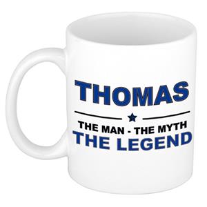 Bellatio Naam cadeau Thomas - The man, The myth the legend koffie mok / beker 300 ml - naam/namen mokken - Cadeau voor o.a verjaardag/ vaderdag/ pensioen/ geslaagd/ bedankt