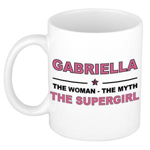 Bellatio Naam cadeau Gabriella - The woman, The myth the supergirl koffie mok / beker 300 ml - naam/namen mokken - Cadeau voor o.a verjaardag/ moederdag/ pensioen/ geslaagd/ bedankt