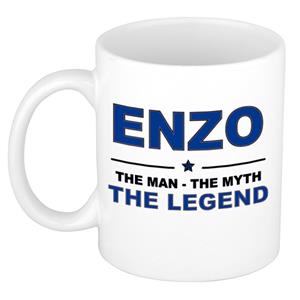 Bellatio Naam cadeau Enzo - The man, The myth the legend koffie mok / beker 300 ml - naam/namen mokken - Cadeau voor o.a verjaardag/ vaderdag/ pensioen/ geslaagd/ bedankt