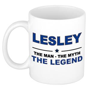 Bellatio Naam cadeau Lesley - The man, The myth the legend koffie mok / beker 300 ml - naam/namen mokken - Cadeau voor o.a verjaardag/ vaderdag/ pensioen/ geslaagd/ bedankt