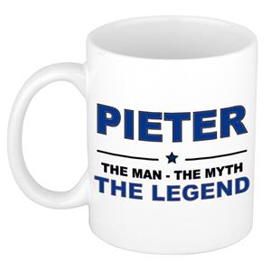 Bellatio Naam cadeau Pieter - The man, The myth the legend koffie mok / beker 300 ml - naam/namen mokken - Cadeau voor o.a verjaardag/ vaderdag/ pensioen/ geslaagd/ bedankt