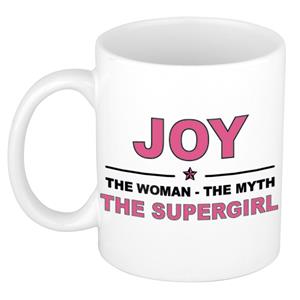 Bellatio Naam cadeau Joy - The woman, The myth the supergirl koffie mok / beker 300 ml - naam/namen mokken - Cadeau voor o.a verjaardag/ moederdag/ pensioen/ geslaagd/ bedankt