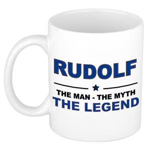 Bellatio Naam cadeau Rudolf - The man, The myth the legend koffie mok / beker 300 ml - naam/namen mokken - Cadeau voor o.a verjaardag/ vaderdag/ pensioen/ geslaagd/ bedankt