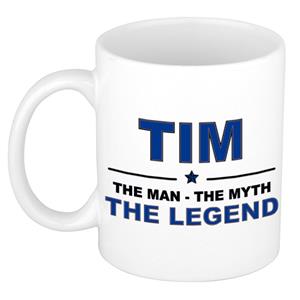 Bellatio Naam cadeau Tim - The man, The myth the legend koffie mok / beker 300 ml - naam/namen mokken - Cadeau voor o.a verjaardag/ vaderdag/ pensioen/ geslaagd/ bedankt