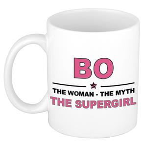 Bellatio Naam cadeau Bo - The woman, The myth the supergirl koffie mok / beker 300 ml - naam/namen mokken - Cadeau voor o.a verjaardag/ moederdag/ pensioen/ geslaagd/ bedankt