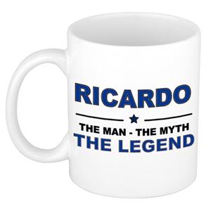 Bellatio Naam cadeau Ricardo - The man, The myth the legend koffie mok / beker 300 ml - naam/namen mokken - Cadeau voor o.a verjaardag/ vaderdag/ pensioen/ geslaagd/ bedankt