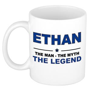 Bellatio Naam cadeau Ethan - The man, The myth the legend koffie mok / beker 300 ml - naam/namen mokken - Cadeau voor o.a verjaardag/ vaderdag/ pensioen/ geslaagd/ bedankt