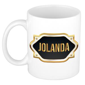 Bellatio Jolanda naam cadeau mok / beker met gouden embleem - kado verjaardag/ moeder/ pensioen/ geslaagd/ bedankt