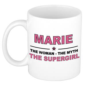 Bellatio Naam cadeau Marie - The woman, The myth the supergirl koffie mok / beker 300 ml - naam/namen mokken - Cadeau voor o.a verjaardag/ moederdag/ pensioen/ geslaagd/ bedankt