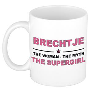 Bellatio Naam cadeau Brechtje - The woman, The myth the supergirl koffie mok / beker 300 ml - naam/namen mokken - Cadeau voor o.a verjaardag/ moederdag/ pensioen/ geslaagd/ bedankt