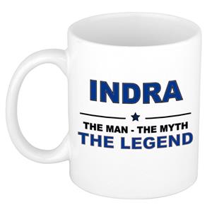 Bellatio Naam cadeau Indra - The man, The myth the legend koffie mok / beker 300 ml - naam/namen mokken - Cadeau voor o.a verjaardag/ vaderdag/ pensioen/ geslaagd/ bedankt