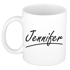 Bellatio Jennifer naam cadeau mok / beker sierlijke letters - Cadeau collega/ moederdag/ verjaardag of persoonlijke voornaam mok werknemers