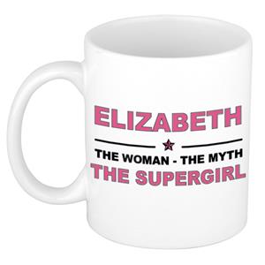 Bellatio Naam cadeau Elizabeth - The woman, The myth the supergirl koffie mok / beker 300 ml - naam/namen mokken - Cadeau voor o.a verjaardag/ moederdag/ pensioen/ geslaagd/ bedankt