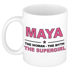 Bellatio Naam cadeau Maya - The woman, The myth the supergirl koffie mok / beker 300 ml - naam/namen mokken - Cadeau voor o.a verjaardag/ moederdag/ pensioen/ geslaagd/ bedankt