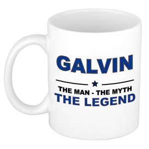 Bellatio Naam cadeau Galvin - The man, The myth the legend koffie mok / beker 300 ml - naam/namen mokken - Cadeau voor o.a verjaardag/ vaderdag/ pensioen/ geslaagd/ bedankt