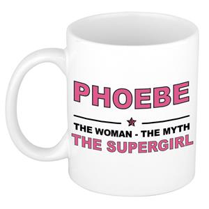 Bellatio Naam cadeau Phoebe - The woman, The myth the supergirl koffie mok / beker 300 ml - naam/namen mokken - Cadeau voor o.a verjaardag/ moederdag/ pensioen/ geslaagd/ bedankt