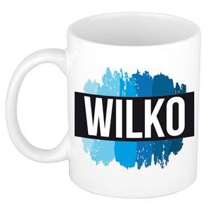 Bellatio Wilko naam cadeau mok / beker met verfstrepen - Cadeau collega/ vaderdag/ verjaardag of als persoonlijke mok werknemers