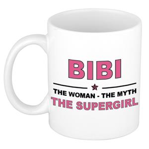 Bellatio Naam cadeau Bibi - The woman, The myth the supergirl koffie mok / beker 300 ml - naam/namen mokken - Cadeau voor o.a verjaardag/ moederdag/ pensioen/ geslaagd/ bedankt