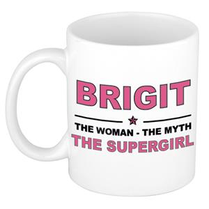 Bellatio Naam cadeau Brigit - The woman, The myth the supergirl koffie mok / beker 300 ml - naam/namen mokken - Cadeau voor o.a verjaardag/ moederdag/ pensioen/ geslaagd/ bedankt