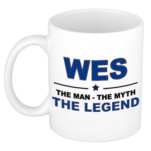 Bellatio Naam cadeau Wes - The man, The myth the legend koffie mok / beker 300 ml - naam/namen mokken - Cadeau voor o.a verjaardag/ vaderdag/ pensioen/ geslaagd/ bedankt