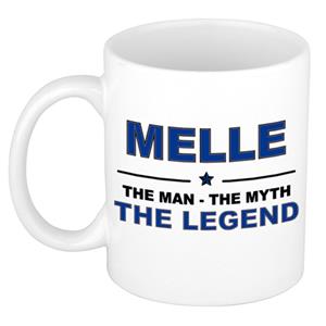 Bellatio Naam cadeau Melle - The man, The myth the legend koffie mok / beker 300 ml - naam/namen mokken - Cadeau voor o.a verjaardag/ vaderdag/ pensioen/ geslaagd/ bedankt