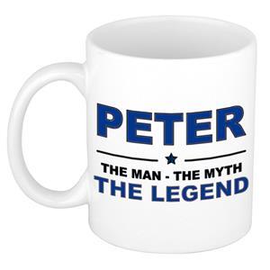 Bellatio Naam cadeau Peter - The man, The myth the legend koffie mok / beker 300 ml - naam/namen mokken - Cadeau voor o.a verjaardag/ vaderdag/ pensioen/ geslaagd/ bedankt