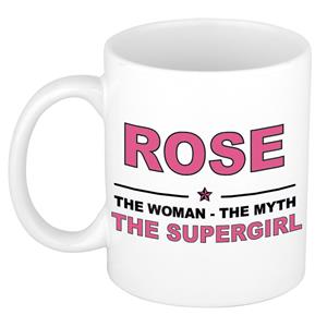 Bellatio Naam cadeau Rose - The woman, The myth the supergirl koffie mok / beker 300 ml - naam/namen mokken - Cadeau voor o.a verjaardag/ moederdag/ pensioen/ geslaagd/ bedankt