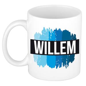 Bellatio Willem naam cadeau mok / beker met verfstrepen - Cadeau collega/ vaderdag/ verjaardag of als persoonlijke mok werknemers