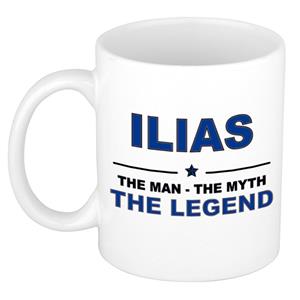 Bellatio Naam cadeau Ilias - The man, The myth the legend koffie mok / beker 300 ml - naam/namen mokken - Cadeau voor o.a verjaardag/ vaderdag/ pensioen/ geslaagd/ bedankt