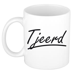 Bellatio Tjeerd naam cadeau mok / beker met sierlijke letters - Cadeau collega/ vaderdag/ verjaardag of persoonlijke voornaam mok werknemers