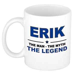 Bellatio Naam cadeau Erik - The man, The myth the legend koffie mok / beker 300 ml - naam/namen mokken - Cadeau voor o.a verjaardag/ vaderdag/ pensioen/ geslaagd/ bedankt