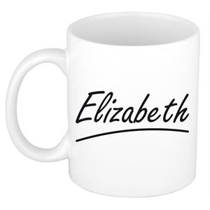 Bellatio Elizabeth naam cadeau mok / beker sierlijke letters - Cadeau collega/ moederdag/ verjaardag of persoonlijke voornaam mok werknemers