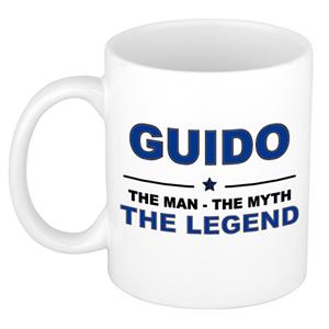 Bellatio Naam cadeau Guido - The man, The myth the legend koffie mok / beker 300 ml - naam/namen mokken - Cadeau voor o.a verjaardag/ vaderdag/ pensioen/ geslaagd/ bedankt