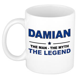 Bellatio Naam cadeau Damian - The man, The myth the legend koffie mok / beker 300 ml - naam/namen mokken - Cadeau voor o.a verjaardag/ vaderdag/ pensioen/ geslaagd/ bedankt