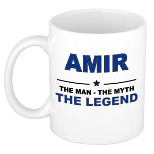 Bellatio Naam cadeau Amir - The man, The myth the legend koffie mok / beker 300 ml - naam/namen mokken - Cadeau voor o.a verjaardag/ vaderdag/ pensioen/ geslaagd/ bedankt